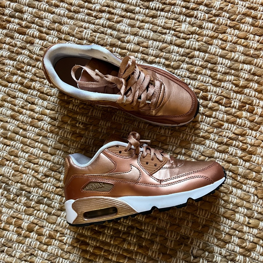 Unique girly sneakers. Super cute!! Gold Nike Airmax